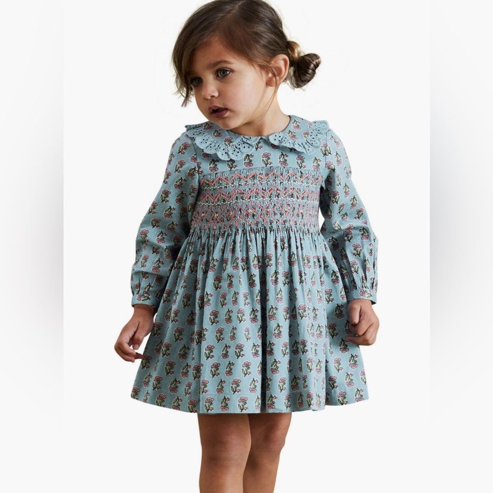 Next blue floral dress//size 3-4Y